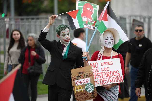 Santiago, October 10, 2026: March for Palestine organized by the Global Action for Palestine (GAFP) alliance along Alameda Street in downtown Santiago. Dragomir Yankovic, Aton Chile, Santiago, Chile. Aton 1198365  Copyright: DRAGOMIRxYANKOVIC ATONxCHILE