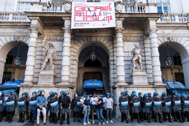 October 10, 2026, Turin, Piedmont, Italy: Thousands of people took part in the demonstration in support of Palestine, Ã¢â‚¬ËœThe end of genocide is the end of ZionismÃ¢â‚¬â ¢, held in Turin on 10 October 2026. Although the demonstration was authorized, tension arose at the start when police tried to prevent the protestors from entering in Castello Square, without success. The demonstration then proceeded without any incident. Turin Italy - ZUMAs377 20261010_znp_s377_028 Copyright: xPietroxStariccox