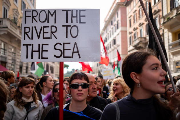 October 10, 2026, Rome, Rm, Italy: Thousands of people take to the streets of the capital to march in solidarity with Gaza and the Palestinians, and to call for the unblocking of humanitarian aid entering the Strip. Rome Italy - ZUMAg256 20261010_znp_g256_008 Copyright: xMarcoxDixGianvitox