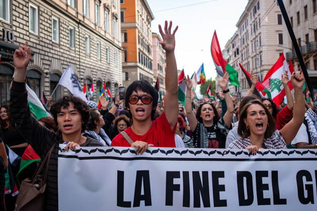 October 10, 2026, Rome, Rm, Italy: Thousands of people take to the streets of the capital to march in solidarity with Gaza and the Palestinians, and to call for the unblocking of humanitarian aid entering the Strip. Rome Italy - ZUMAg256 20261010_znp_g256_010 Copyright: xMarcoxDixGianvitox