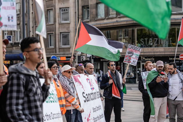 Pro-Palestine demonstration held in Luxembourg LUXEMBOURG, LUXEMBOURG - OCTOBER 10: Demonstrators gather for a pro-Palestine march organized by the Letz Act for Palestine initiative as part of a global day of action in solidarity with Palestinians in Luxembourg City, Luxembourg, on October 10, 2026. Organized in response to a call by the Global Alliance for Palestine, the march begins on Boulevard Franklin Roosevelt and proceeds towards Place de Paris, with participants calling for justice, freedom and self-determination for Palestinians. Muhammed Said Tako Anadolu Luxembourg Luxembourg. Editorial use only. Please get in touch for any other usage.  Copyright: x2026xAnadoluxMuhammedxSaidxTakox