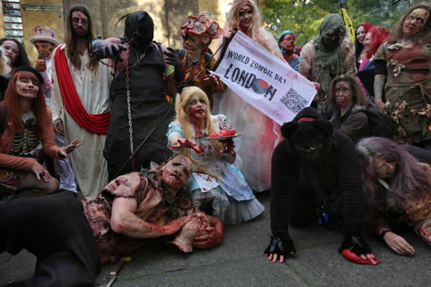 World Zombie Day In London, UK - 10 Oct 2026 Revellers dressed as zombies gather in a churchyard in Wardour Street during the celebration. Supporters of World Zombie Day dressed in their best zombie attire and took to the streets and open spaces of London’s Soho district. The event started in the United States in 2006 and raises money through donations for charities like The Dead Good Club that helps people keep abreast of fast changing technologies like AI and digital media. London United Kingdom Copyright: xMartinxPopex xSOPAxImagesx MPOPE_A738416
