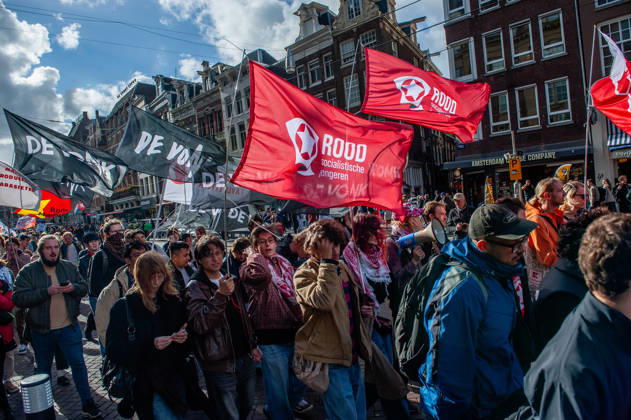 October 10, 2026, Amsterdam, North Holland, Netherlands: Protesters take part during the demonstration. People gathered against the worsening housing crisis. Under the motto Houses for people, not for profit, they demand fundamental changes in Dutch public housing. Amsterdam Netherlands  - ZUMAs197 20261010_aaa_s197_542 Copyright: xAnaxFernandezx