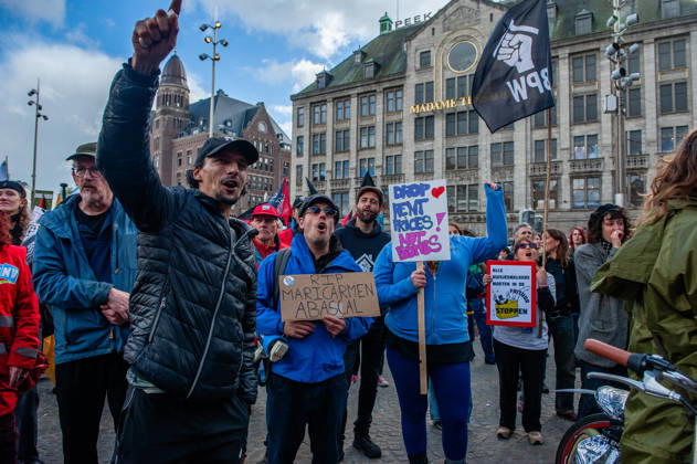 October 10, 2026, Amsterdam, North Holland, Netherlands: Protesters are shouting slogans asking for more houses during the demonstration. People gathered against the worsening housing crisis. Under the motto Houses for people, not for profit, they demand fundamental changes in Dutch public housing. Amsterdam Netherlands  - ZUMAs197 20261010_aaa_s197_544 Copyright: xAnaxFernandezx