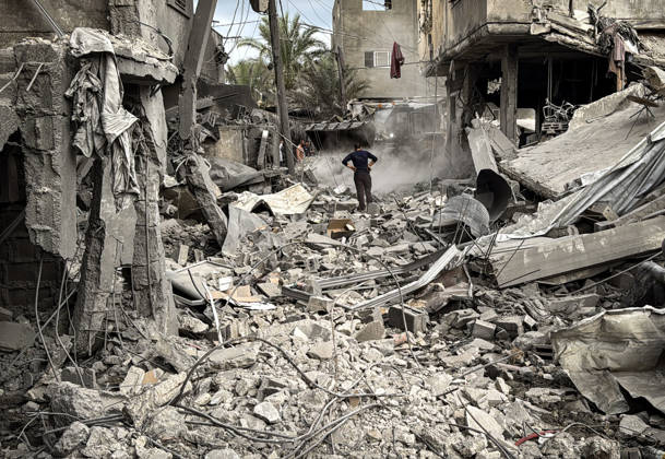Palestinians Inspect Damage After Strike in Deir al-Balah Palestinians inspect their belongings amid the rubble of damaged residential buildings and their displacement tents after an Israeli airstrike targeted a house in Deir al-Balah, in the central Gaza Strip, on October 11, 2026. Photo by Ahmed Ibrahim apaimages Deir al-Balah Gaza Palestinian Territory 111026_Deir_al-Balah_AI_00(25) Copyright: xapaimagesxAhmedxIbrahimx xapaimagesx