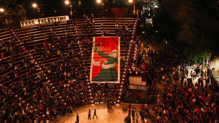 October 10, 2026, Athens, Greece: ATHENS, GREECE, OCTOBER 10, 2026: Thousands of people attend a Palestine solidarity festival organized by March to Gaza Greece at the Lycabettus Theatre in Athens. The event included discussions on Palestine, live connections with participants in Gaza and the West Bank, cultural exhibits and live music performances. Athens Greece - ZUMAq101 20261010_zna_q101_478 Copyright: xVedatxYelerx