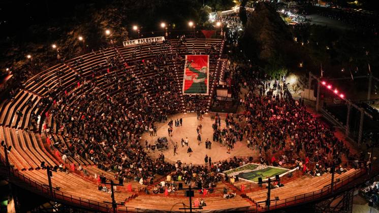October 10, 2026, Athens, Greece: ATHENS, GREECE, OCTOBER 10, 2026: Thousands of people attend a Palestine solidarity festival organized by March to Gaza Greece at the Lycabettus Theatre in Athens. The event included discussions on Palestine, live connections with participants in Gaza and the West Bank, cultural exhibits and live music performances. Athens Greece - ZUMAq101 20261010_zna_q101_480 Copyright: xVedatxYelerx