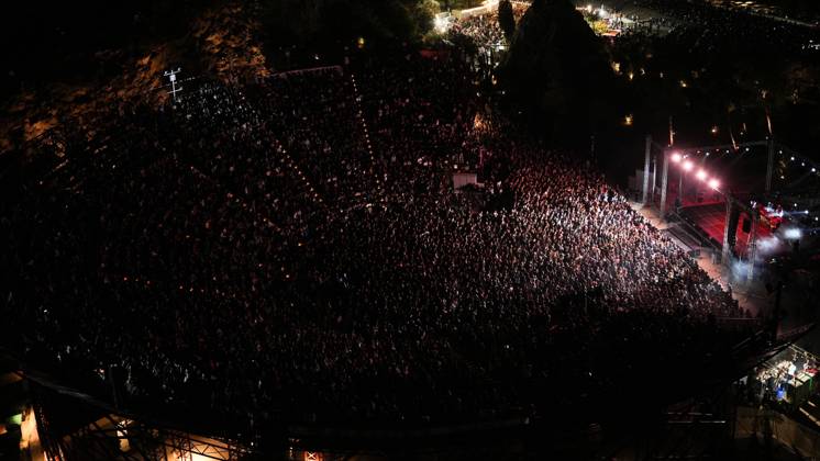 October 10, 2026, Athens, Greece: ATHENS, GREECE, OCTOBER 10, 2026: Thousands of people attend a Palestine solidarity festival organized by March to Gaza Greece at the Lycabettus Theatre in Athens. The event included discussions on Palestine, live connections with participants in Gaza and the West Bank, cultural exhibits and live music performances. Athens Greece - ZUMAq101 20261010_zna_q101_482 Copyright: xVedatxYelerx
