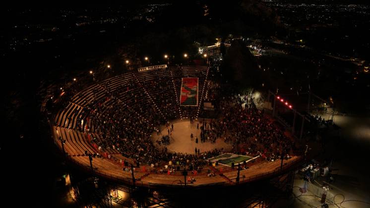 October 10, 2026, Athens, Greece: ATHENS, GREECE, OCTOBER 10, 2026: Thousands of people attend a Palestine solidarity festival organized by March to Gaza Greece at the Lycabettus Theatre in Athens. The event included discussions on Palestine, live connections with participants in Gaza and the West Bank, cultural exhibits and live music performances. Athens Greece - ZUMAq101 20261010_zna_q101_484 Copyright: xVedatxYelerx