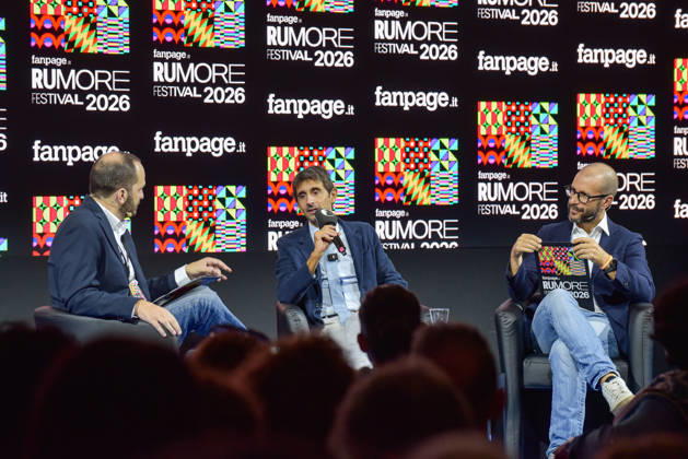 Political leaders Elly Schlein, Giuseppe Conte, Nicola Fratoianni, and Giovanni Donzelli take part in the panel Faccia a Faccia con i politici with Fanpage.it journalists during the Rumore Festival 2026 at Acquario Romano. - 11 Oct 2026 Fanpage.it Co-Director Adriano Biondi (L), Fratelli d Italia politician and MP Giovanni Donzelli (C), and Fanpage.it Director Francesco Cancellato (R) during an interview at the panel Faccia a Faccia con i politici during the Rumore Festival 2026 at Acquario Romano in Rome. Rome Italy Copyright: xVincenzoxNuzzolesex xSOPAxImagesx vnuzzolese_2026_10_11_02