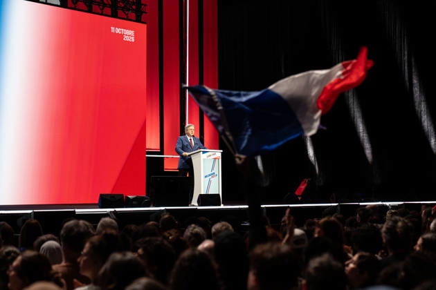 October 11, 2026, Clermont-Ferrand, Auvergne-Rho Ne-Alpes, France: CLERMONT-FERRAND, FRANCE - OCTOBER 11, 2026: Jean-Luc Melenchon, leader of the far-left party La France Insoumise (LFI) and 2027 presidential candidate, delivers a speech during a major political rally at the Zenith d Auvergne in Clermont-Ferrand, France, on October 11, 2026. Around 10,000 supporters gathered at the venue to attend the campaign event. Clermont-Ferrand France - ZUMAa252 20261011_zip_a252_002 Copyright: xDavidxAllignonx