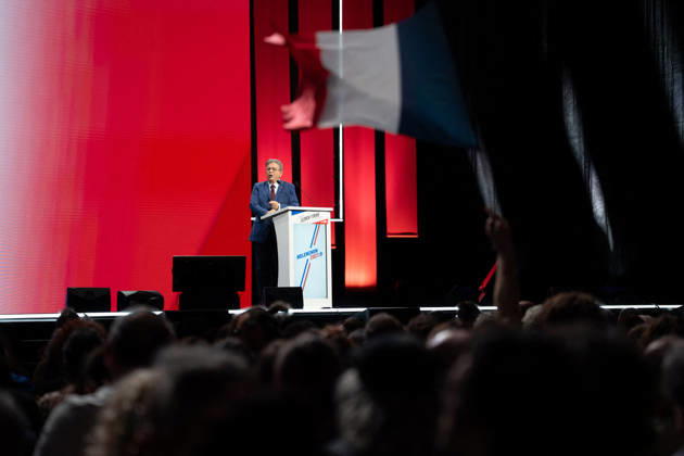 Jean-Luc Melenchon s Presidential Campaign Rally - Cournon-d’Auvergne La France Insoumise (LFI) candidate in 2027 presidential election in France Jean-Luc Melenchon speaks during a campaign rally in Cournon-d Auvergne in the Puy-de-Dome department on October 11, 2026. Photo by Fanny Reynaud ABACAPRESS.COM Clermont-Ferrand Auvergne, auvergne rhône alpes France  Copyright: xReynaudxFanny ABACAx