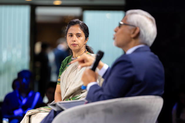 World Health Summit 2026 Weltgesundheitsgipfel. Deutschland, Berlin am 11. Oktober 2026: Dr. Poonam Dhavan, Direktorin der Abteilung Gesundheit und Migration der Internationalen Organisation für Migration (IOM) bei der Paneldisskussion zum Thema: Gesundheit in Krisenzeiten: Wie Gesundheitssysteme trotz Sanktionen und migrationsbedingtem Druck infolge von Konflikten geschützt werden können (Health in Times of Crisis: Safeguarding Health Systems Amid Sanctions and Conflict-Induced Migration Pressure).