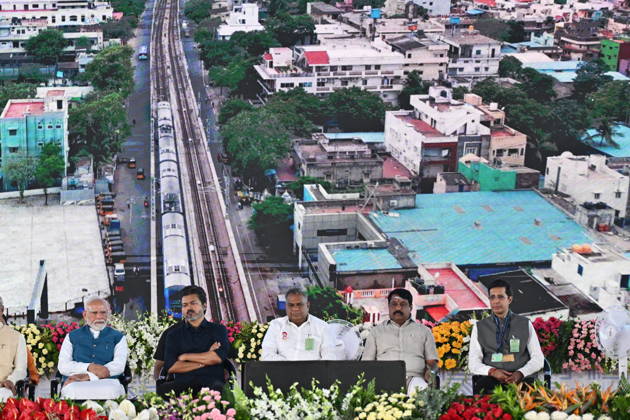 Indian Politics CHENNAI METRO PHASE-II INAUGURATION & JOINT RIDE CHENNAI, TAMIL NADU: Prime Minister Narendra Modi alongside Tamil Nadu Chief Minister C. Joseph Vijay waves to the gathering during the flagging-off ceremony of the Phase II network of the Chennai Metro Rail Project at the Porur Bypass Metro Rail Station on Sunday, October 11, 2026. PM Modi and CM Vijay subsequently undertook a joint metro ride from Porur Bypass Station to Poonamallee Bypass Station and back, marking the official opening of the â‚¹4,900-crore, 14.6-km Poonamallee Vadapalani elevated stretch. The high-profile event marked the first joint public appearance of the two leaders following Vijay s recent victory in the Tamil Nadu Assembly elections. Chennai INDIA Copyright: xSeshadrixSukumarx