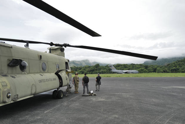 US military personnel organize humanitarian aid supplies in Panama PANAMA PACIFICO, PANAMA - OCTOBER 11: U.S. Armed Forces personnel are seen on the runway at Panama Pacifico International Airport in Panama on October 11, 2026. The U.S. Southern Command is supporting humanitarian relief operations following a 7.7-magnitude earthquake that struck Panama on Friday. Mauricio Valenzuela Anadolu Panama Pacifico Panama. Editorial use only. Please get in touch for any other usage.  Copyright: x2026xAnadoluxMauricioxValenzuelax