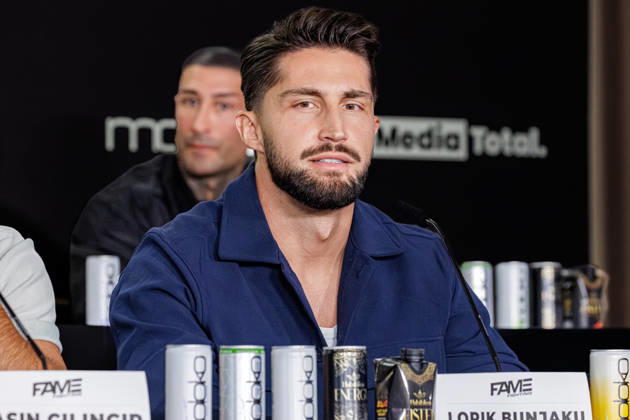 11.10.2026. Essen. Lorik Bunjaku bei der Pressekonferenz zum Fame Fighting 4 Promiboxen. Essen Atlantic Hotel Nordrhein-Westfalen Deutschland