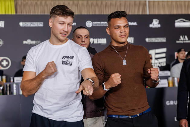 11.10.2026. Essen. (l-r) Oliver Ginkel und Allen Bauer bei der Pressekonferenz zum Fame Fighting 4 Promiboxen. Essen Atlantic Hotel Nordrhein-Westfalen Deutschland