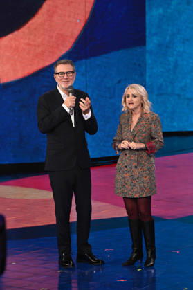 IPA89573963 - Milan, TV Show Che Tempo Che Fa - Nove. Pictured: Fabio Fazio, Luciana Littizzetto  Copyright: xTe-Cox xComi Terenghix IPA89573963
