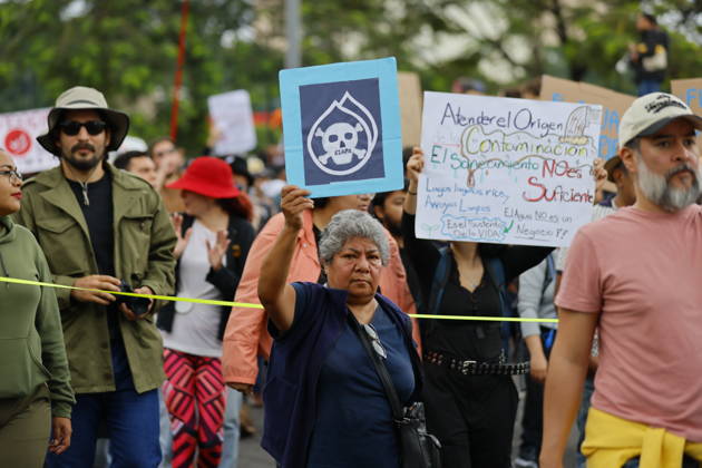 Guadalajara residents take to streets demanding clean and safe water GUADALAJARA, MEXICO - OCTOBER 11: Demonstrators march through the streets of Guadalajara, Jalisco state, Mexico, demanding clean and safe water during a massive rally on October 11, 2026. Thousands of residents mobilized to protest the severe contamination affecting the metropolitan area s drinking water supply, demanding an urgent response from local and state authorities. Stringer Anadolu Guadalajara Mexico. Editorial use only. Please get in touch for any other usage.  Copyright: x2026xAnadoluxStringerx