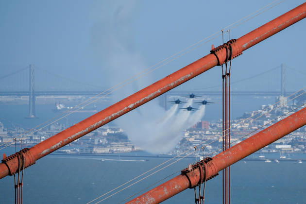 Fleet Week Air Show in San Francisco SAN FRANCISCO, CALIFORNIA - OCTOBER 11: US Navy Blue Angels fly over San Francisco Bay during the Fleet Week Air Show in San Francisco, California, United States on October 11, 2026. Tayfun Coskun Anadolu California United States. Editorial use only. Please get in touch for any other usage.  Copyright: x2026xAnadoluxTayfunxCoskunx