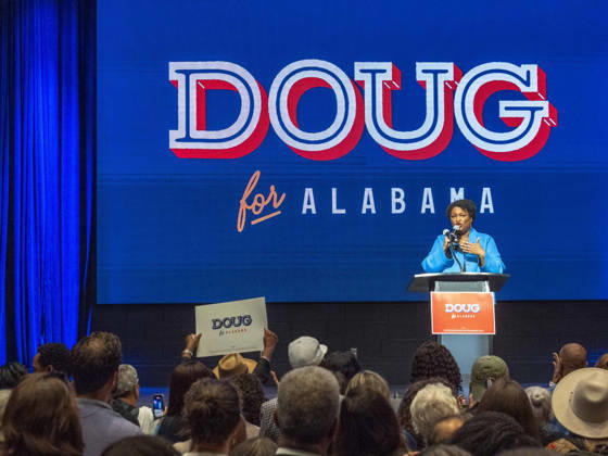 October 11, 2026, Huntsville, Alabama, USA: Political activist and former Georgia House of Representatives minority leader STACEY ABRAMS addresses a rally in support of Doug Jones candidacy for governor of Alabama. Huntsville USA - ZUMAd155 20261011_znp_d155_037 Copyright: xSuexDorfmanx