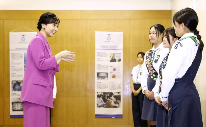 Princess Kako at girl scouts event Japan s Princess Kako chats with high school students during an event organized by the Girl Scouts of Japan in Tokyo on Oct. 11, 2026. (Pool photo)  A14AA0005630618P