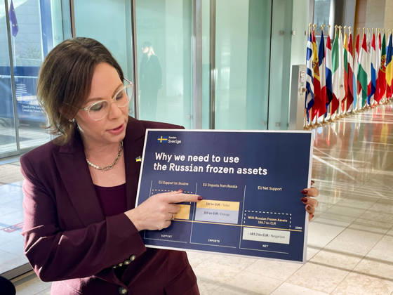 LUXEMBOURG, Oct. 12, 2026 Foreign Minister Maria Malmer Stenergard urges the EU to use frozen Russian assets to help Ukraine Wiktor Nummelin TT code 10510 Luxembourg Luxembourg x10510x  Copyright: xWiktorxNummelin TTx gcY6hptqGo0
