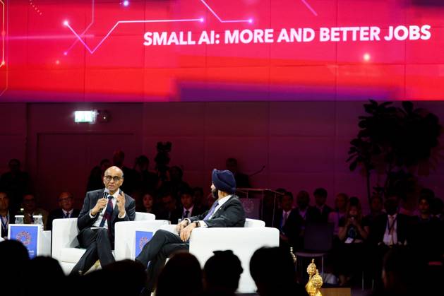 World Bank Group holds A.I. discussion during the Annual Meeting 2026 BANGKOK, THAILAND, OCTOBER 12, 2026: Singapore President, Tharman Shanmugaratnam (L) speaks as World Bank Group President, Ajay Banga (R) takes part in Small AI: More and Better Jobs during the 2026 Annual Meetings of the International Monetary Fund and the World Bank Group in Bangkok. The session explores how affordable and accessible artificial intelligence can improve productivity and create jobs. Bangkok TH Copyright: x xWatsawatx James xKoktabtimx xJNAxPressx
