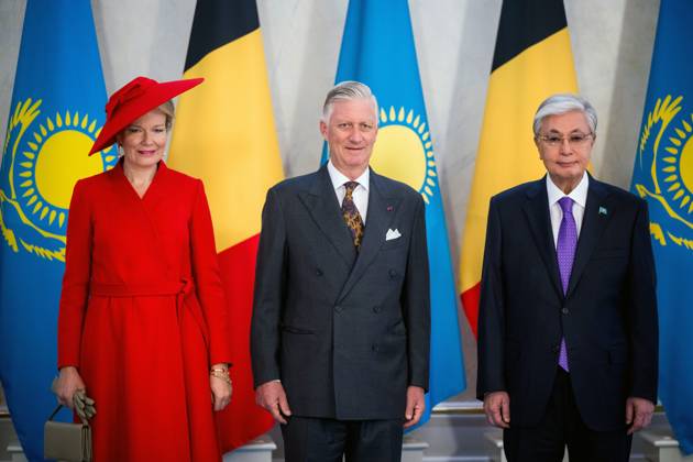 State Visit of King Philippe and Queen Mathilde to Kazakhstan (Day 2) ASTANA, KAZAKHSTAN - OCTOBER 12 : State Visit of King Philippe and Queen Mathilde to Kazakhstan (Day 2) : - Official welcoming ceremony at the Akorda Presidential Palace in the presence of Kassym-Jomart Tokaïev (President of Kazakhstan), on October 12, 2026 in Astana, Kazakhstan, 12 10 2026 Astana Kazakhstan  Copyright: xJasperxJacobsx