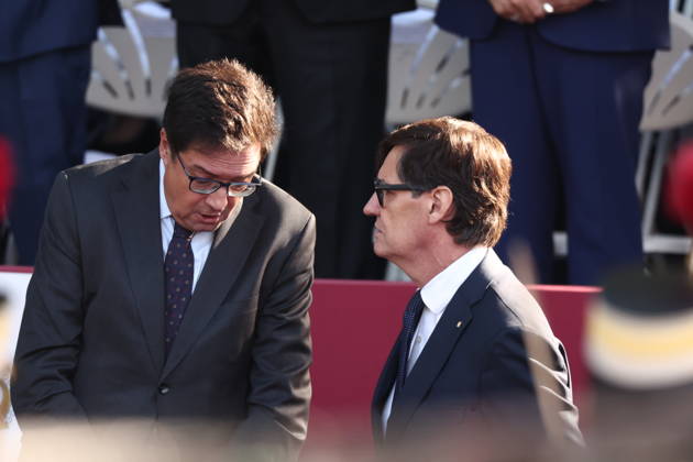 October 12 Parade for Hispanic Heritage Day The Minister for Digital Transformation and the Civil Service, Óscar López i , and the President of the Generalitat de Catalunya, Salvador Illa, during the solemn ceremony honoring the national flag and the military parade for October 12, Hispanic Heritage Day, in the Plaza de Cánovas del Castillo, on October 12, 2026, in Madrid, Spain. The ceremonies begin with the flag-raising and are followed by a tribute to those who gave their lives for the country. Subsequently, the military air and ground parades begin. Approximately 4,400 members of the Armed Forces, the security forces, and various civilian public institutions are participating this year in the parade presided over by the King and Queen. Copyright: xEduardoxParrax 7840546