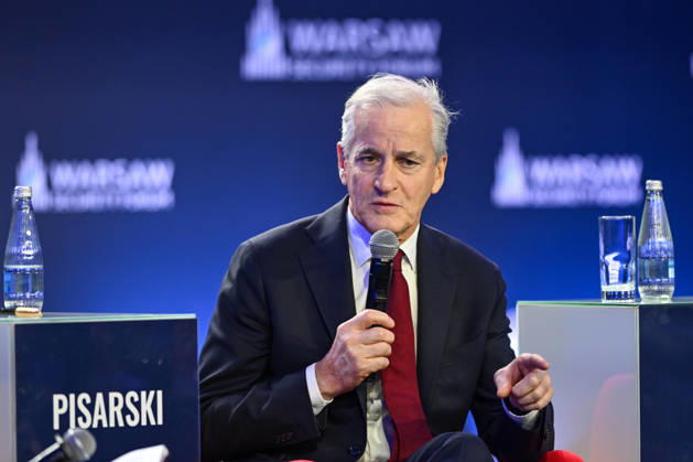 Warsaw Security Forum 2026 kicks off in Poland WARSAW, POLAND - OCTOBER 12: Prime Minister of Norway Jonas Gahr Store participates in a panel discussion titled Europe s Strategic Moment in a Fracturing World during Day 1 of the Warsaw Security Forum 2026 (WSF2026) on the Warsaw Stage in Warsaw, Poland, on October 12, 2026. The session focused on northern European defense integration and security dynamics along the Baltic Sea. Artur Widak Anadolu Warsaw Poland. Editorial use only. Please get in touch for any other usage.  Copyright: x2026xAnadoluxArturxWidakx