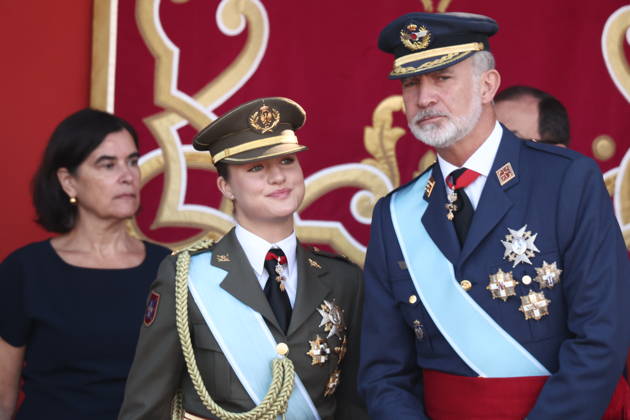 October 12 Parade for Hispanic Heritage Day King Felipe VI and Princess Leonor during the solemn ceremony honoring the national flag and the military parade on October 12, Hispanic Heritage Day, in the Plaza de Cánovas del Castillo, on October 12, 2026, in Madrid, Spain. The events begin with the raising of the flag and are followed by a tribute to those who gave their lives for the country. Subsequently, the military air and ground parades begin. Approximately 4,400 members of the Armed Forces, the security forces, and various civilian public institutions are participating this year in the parade presided over by the King and Queen. The aerial parade featured 50 fighter, training, and transport aircraft, as well as around 30 helicopters. Copyright: xEduardoxParrax 7840576