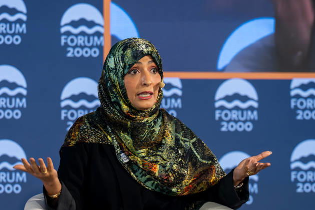 Yemeni journalist, politician, and human rights activist Tawakkol Karman attends the 30th annual Forum 2000 conference in Prague, on October 12, 2026. (CTKxPhoto OndrejxDeml) CTKPhotoP2026101202517  CTKPhotoP2026101202517