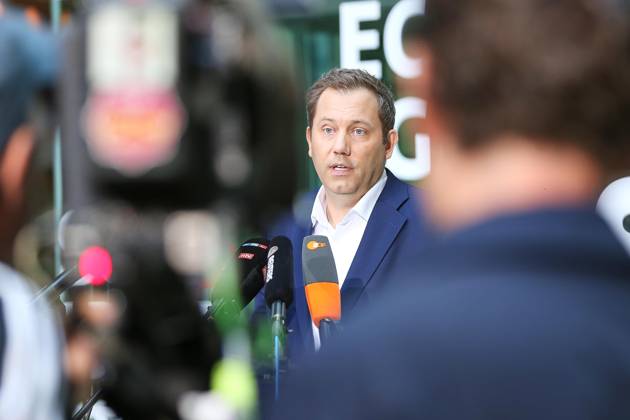 Berlin, Deutschland, 12.10.2026: Willy-Brandt-Haus: Pressekonferenz nach Vorstandssitzung: Bundesminister der Finanzen Lars Klingbeil (SPD) Copyright: xdtsxNachrichtenagenturx dts_138242