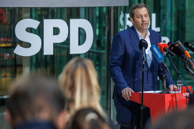 Pressestatement mit dem Parteivorsitzenden der SPD Lars Klingbeil Pressestatement mit dem Parteivorsitzenden der SPD Lars Klingbeil am 12.10.2026 in Berlin. Berlin Berlin Deutschland SPD-Parteizentrale (Willy-Brandt-Haus)