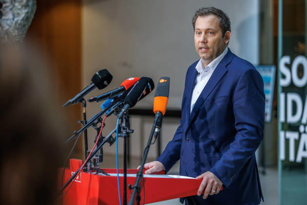 Pressestatement mit dem Parteivorsitzenden der SPD Lars Klingbeil Pressestatement mit dem Parteivorsitzenden der SPD Lars Klingbeil am 12.10.2026 in Berlin. Berlin Berlin Deutschland SPD-Parteizentrale (Willy-Brandt-Haus)