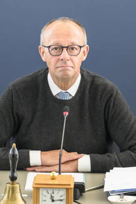 im Bild v.l.: Friedrich Merz MdB, GER, Berlin, Bildtermin - vor der Bundesvorstandssitzung mit Bundeskanzler Friedrich Merz MdB, 12.10.2026, Copyright: HMBxMedia UwexKoch