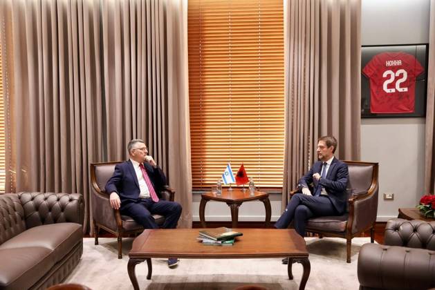 Ferit Hoxha - Gideon Sa ar meeting in Tirana TIRANA, ALBANIA - OCTOBER 12: (----EDITORIAL USE ONLY – MANDATORY CREDIT - ALBANIAN FOREIGN MINISTRY HANDOUT - NO MARKETING NO ADVERTISING CAMPAIGNS - DISTRIBUTED AS A SERVICE TO CLIENTS----) Albanian Minister for Europe and Foreign Affairs Ferit Hoxha (R) meets with Israeli Foreign Minister Gideon Sa ar (L), in Tirana, Albania, on October 12, 2026. Albanian Foreign Ministry Handout Anadolu Tirana Albania. Editorial use only. Please get in touch for any other usage.  Copyright: x2026xAnadoluxAlbanianxForeignxMinistryx xHandoutx