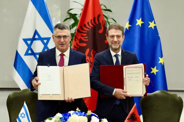 Ferit Hoxha - Gideon Sa ar meeting in Tirana TIRANA, ALBANIA - OCTOBER 12: (----EDITORIAL USE ONLY – MANDATORY CREDIT - ALBANIAN FOREIGN MINISTRY HANDOUT - NO MARKETING NO ADVERTISING CAMPAIGNS - DISTRIBUTED AS A SERVICE TO CLIENTS----) Albanian Minister for Europe and Foreign Affairs Ferit Hoxha (R) meets with Israeli Foreign Minister Gideon Sa ar (L), in Tirana, Albania, on October 12, 2026. During the meeting, Hoxha and Sa ar signed a General Cooperation Agreement aimed at strengthening the partnership between the two countries. Albanian Foreign Ministry Handout Anadolu Tirana Albania. Editorial use only. Please get in touch for any other usage.  Copyright: x2026xAnadoluxAlbanianxForeignxMinistryx xHandoutx