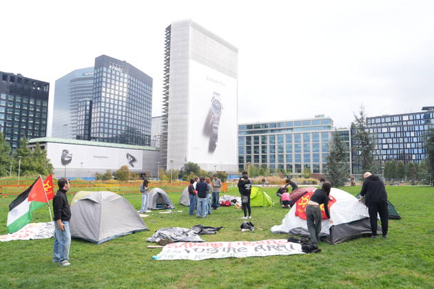 RECORD DATE NOT STATED IPA89591495 - Milan, October 12, 2026: Tents at the Biblioteca degli Alberi: University students from the Unione degli Universitari (UDU) are camping out to protest the high cost of living and skyrocketing rents Copyright: xx xDuilioxPiaggesix IPA89591495.jpeg