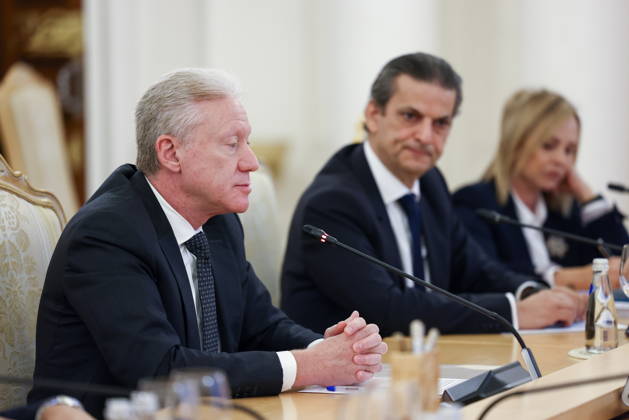 RUSSIA, MOSCOW - OCTOBER 12, 2026: Youssef Rajji, Lebanon s Minister of Foreign Affairs and Emigrants, attends a meeting with Sergei Lavrov, Russia s Foreign Minister, at the Reception House of the Foreign Ministry Moscow Russia - ZUMAt113 20261012_zaa_t113_061 Copyright: xArtyomxGeodakyanx