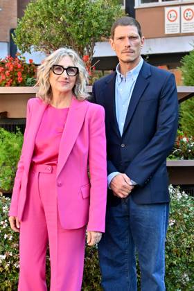 IPA89593289 - Rome: Rai Studios on Via Teulada. Photocall for the TV series Libera: The Case of Elena Palma. Pictured: Matteo Martari, Lunetta Savino  Copyright: xMaurizioxD Avanzox xMaurizioxDxAvanzox IPA89593289