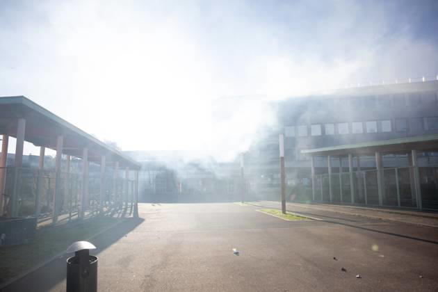 DENAIN: MOUSSERON HIGH SCHOOL PROTEST; PHOTOPQR; VOIX DU NORD; PIERRE ROUANET; OCTOBER 12, 2026; DENAIN, OCTOBER 12, 2026: National high school student protest movement, blockade of high schools, high school students’ anger This Monday morning in front of Mousseron High School in Denain, along with students from Kastler. PHOTO: PIERRE ROUANET, LA VOIX DU NORD Since late September, students across France have been staging protests against underfunding in education and have been blocking access to many high schools. HAUTS-DE-FRANCE, France  Copyright: xPHOTOPQR VOIXxDUxNORD MAXPPPxPIERRExROUANETx 20261012VDN0290 20261012VDN0290