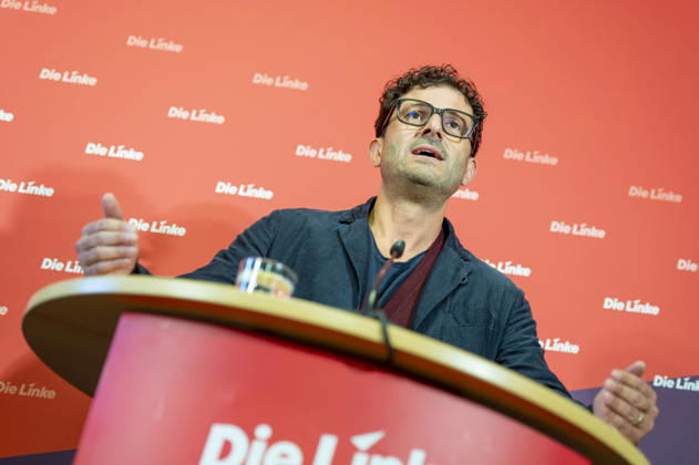 Luigi Pantisano EUR, Deutschland, Berlin, 12.10.2026: Pressekonferenz von Luigi Pantisano Vorsitzender der Partei Die Linke im Karl-Liebknecht-Haus zu aktuellen Themen.