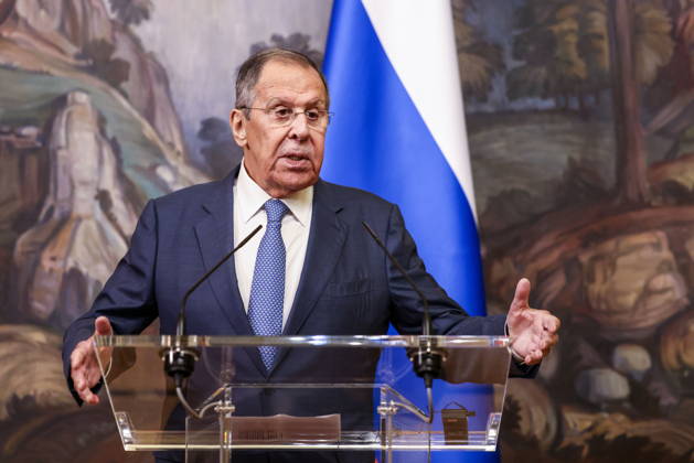 RUSSIA, MOSCOW - OCTOBER 12, 2026: Sergei Lavrov, Russia s Foreign Minister, gives a press conference following a meeting with Youssef Rajji, Lebanon s Minister of Foreign Affairs and Emigrants, at the Reception House of the Foreign Ministry Moscow Russia - ZUMAt113 20261012_zaa_t113_175 Copyright: xArtyomxGeodakyanx