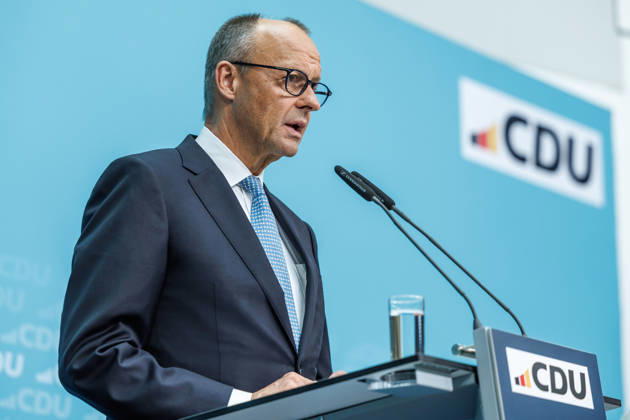 Pressekonferenz mit dem Vorsitzenden der CDU Deutschlands, Bundeskanzler Friedrich Merz und der Generalsekretärin der CDU Deutschlands Franziska Hoppermann Pressekonferenz mit dem Vorsitzenden der CDU Deutschlands, Bundeskanzler Friedrich Merz und der Generalsekretärin der CDU Deutschlands Franziska Hoppermann am 12.10.2026 in Berlin. Berlin Berlin Deutschland CDU-Bundesgeschäftsstelle (Konrad-Adenauer-Haus)