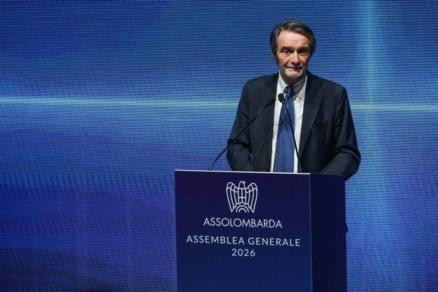 IPA89596410 - Milan: Assolombarda s 2026 General Assembly at the Teatro Dal Verme. Pictured: Attilio Fontana (President of the Lombardy Region)  Copyright: xAlessandroxBremecx xx IPA89596410