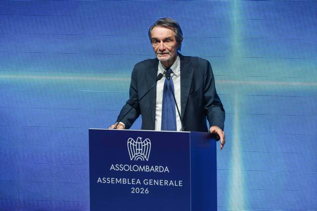 IPA89596414 - Milan: Assolombarda s 2026 General Assembly at the Teatro Dal Verme. Pictured: Attilio Fontana (President of the Lombardy Region)  Copyright: xAlessandroxBremecx xx IPA89596414