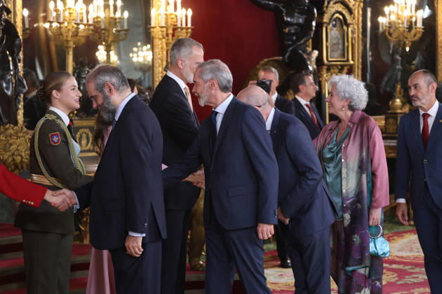 The King and Queen, the Princess of Asturias, and Infanta Sofía preside over the reception at the Royal Palace in celebration of National Day. Javier García during the reception with the King and Queen, Princess Leonor, and Infanta Sofía on the occasion of National Day, at the Royal Palace on October 12, 2026, in Madrid, Spain. The event is presided over by the King and Queen, the Princess of Asturias, and Infanta Sofía following the solemn ceremony honoring the national flag and the military parade held in Plaza de Cánovas del Castillo. The purpose of the National Day commemoration is to solemnly recall moments in our collective history that form part of our shared historical, cultural, and social heritage, recognized as such by the vast Copyright: xRaulxTerrelx 7841049