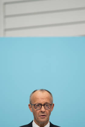 Bundeskanzler Friedrich Merz bei der Abschlusspressekonferenz;Präsidiumsklausurtagung der CDU Deutschlands in Berlin, Oktober 2026, Berlin Berlin Deutschland Konrad-Adenauer-Haus